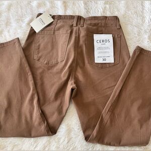 Women's Ceros brand Skinny Cargo Jeans - Brown